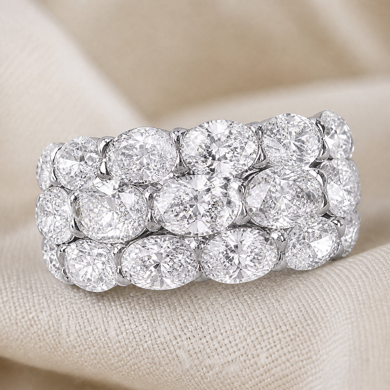 Sterling Multi Row Zirconia Ring
