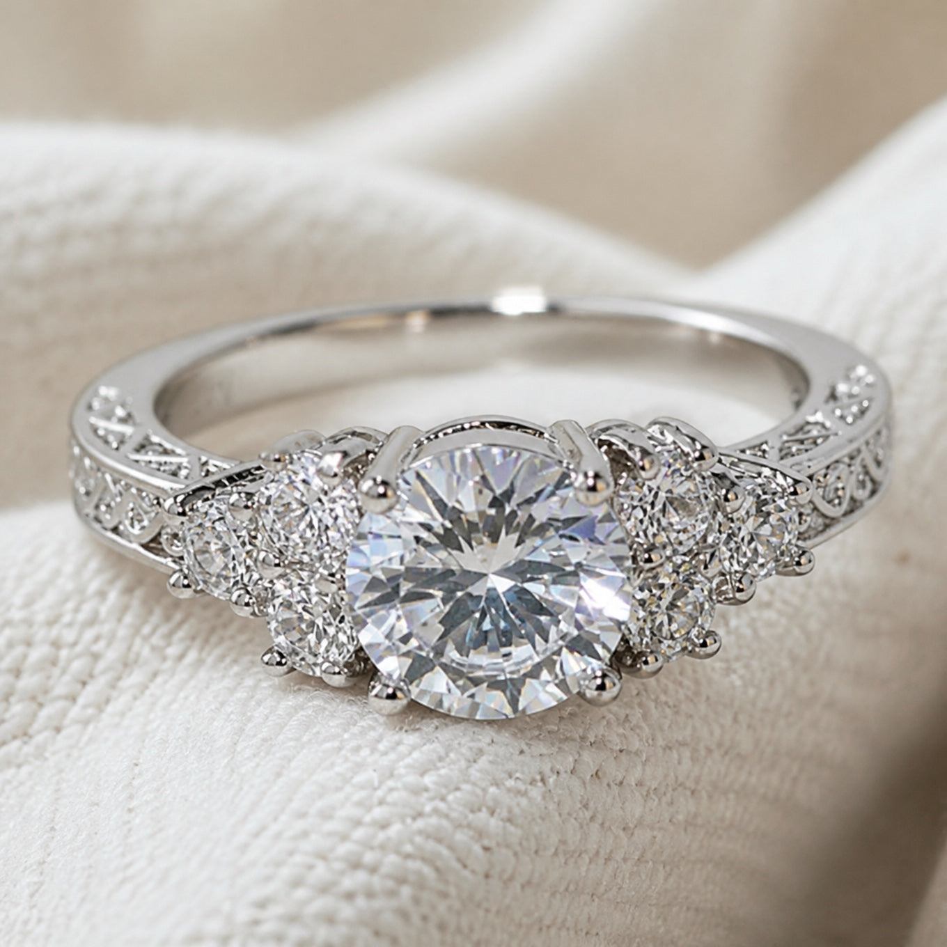Lustrous Crystal Inlay Ring