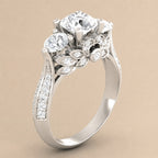 Prestigious Floral Zircon Inlay Ring