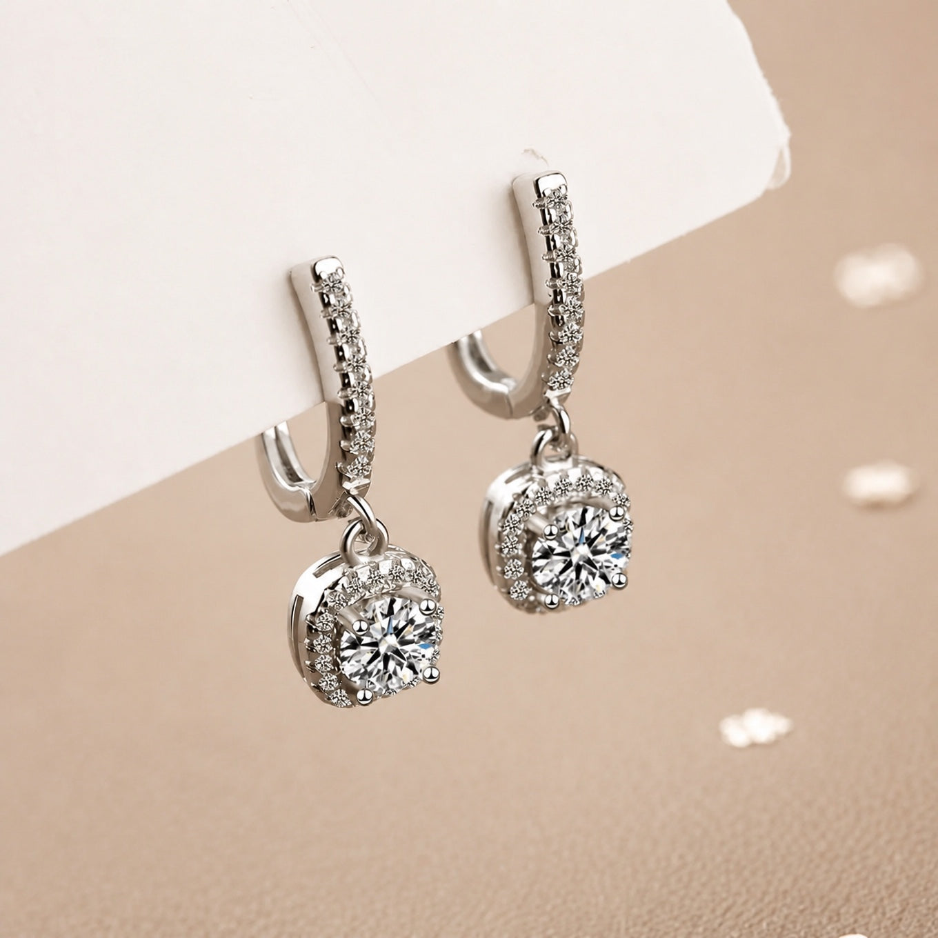 Classic White Gold Stone Earrings