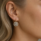Vintage Inlaid Crystal Gold Earrings