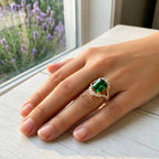 Luminous Glowing Emerald Statement Ring
