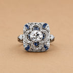 Vintage Silver Blue Crystal Ring