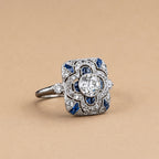 Vintage Silver Blue Crystal Ring