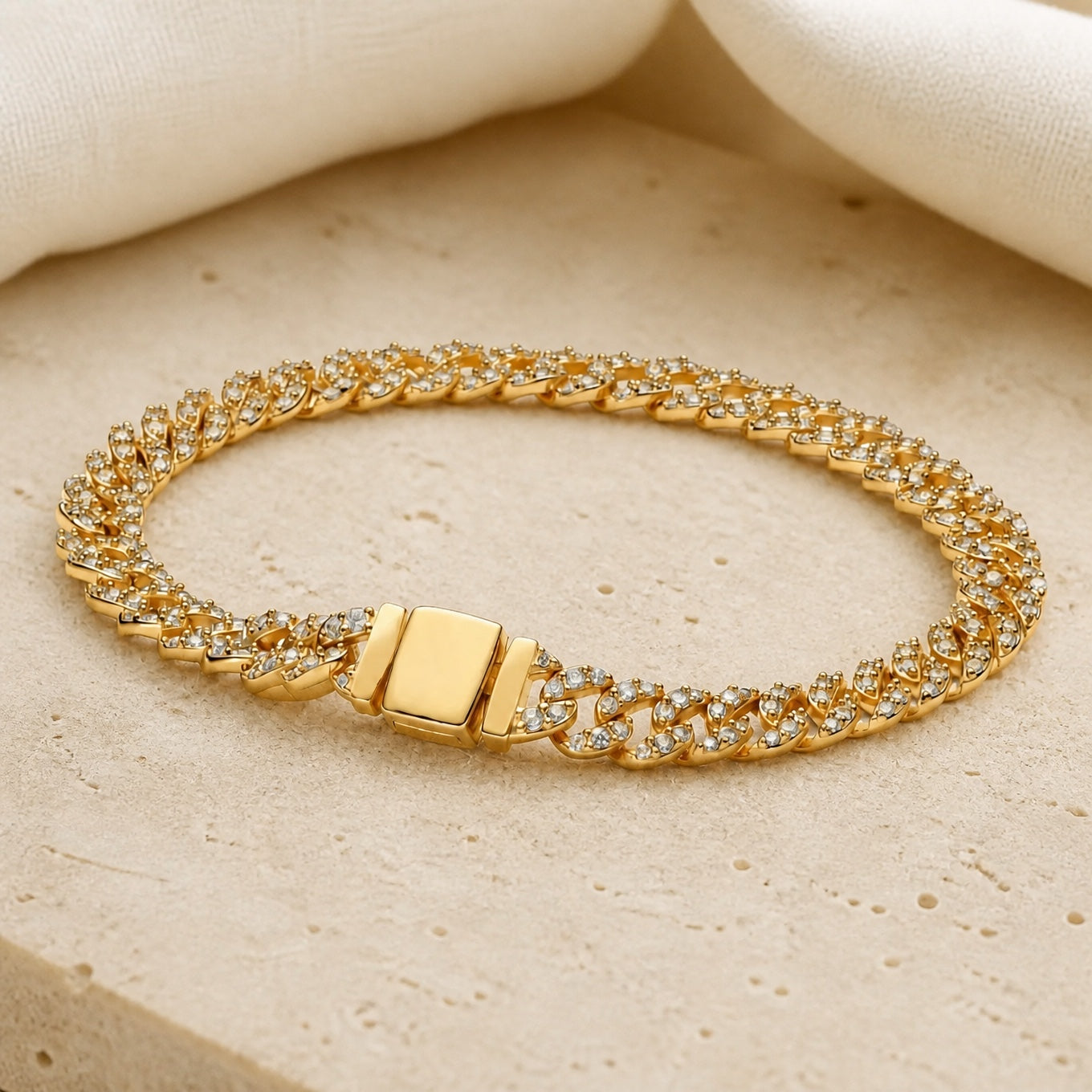 Pave Cuban White Gold Bracelet