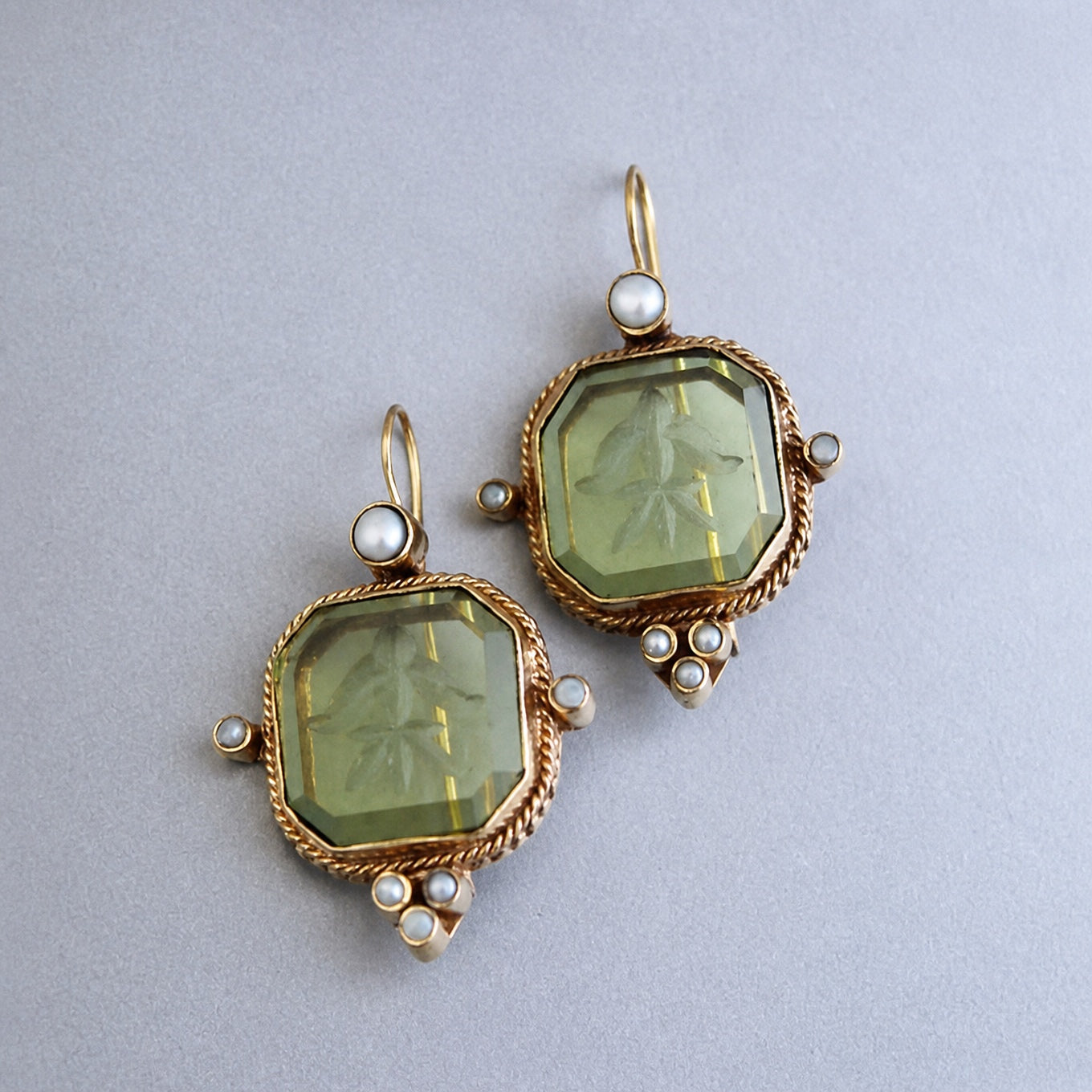 Vintage Green Pearl Earrings