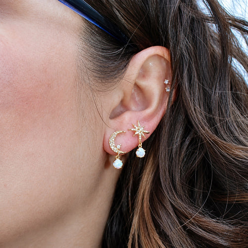Celestial Opal Gold Earrings