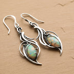 Vintage Blue Opal Silver Earrings