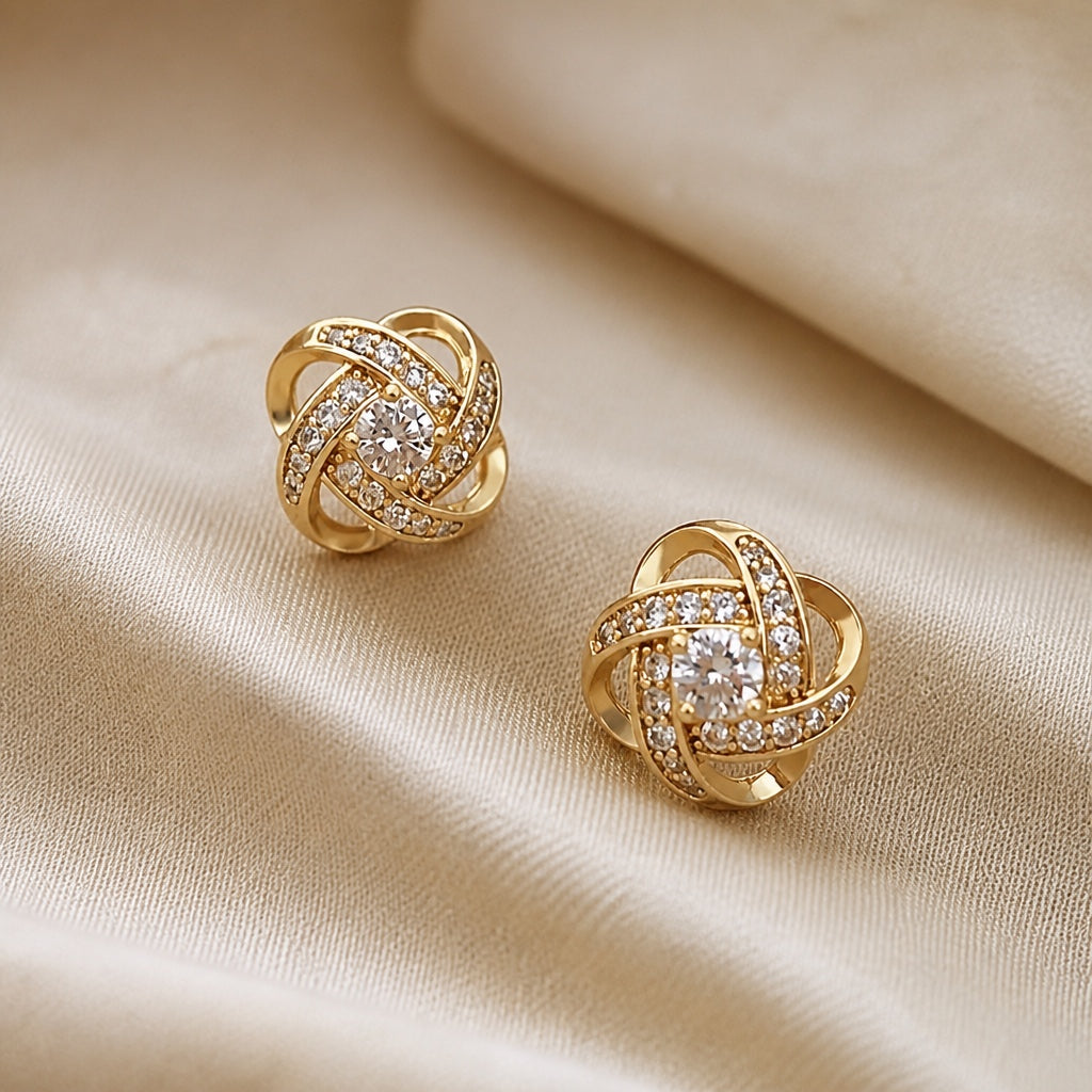 Crystal Elegant Sphere Gold Earrings