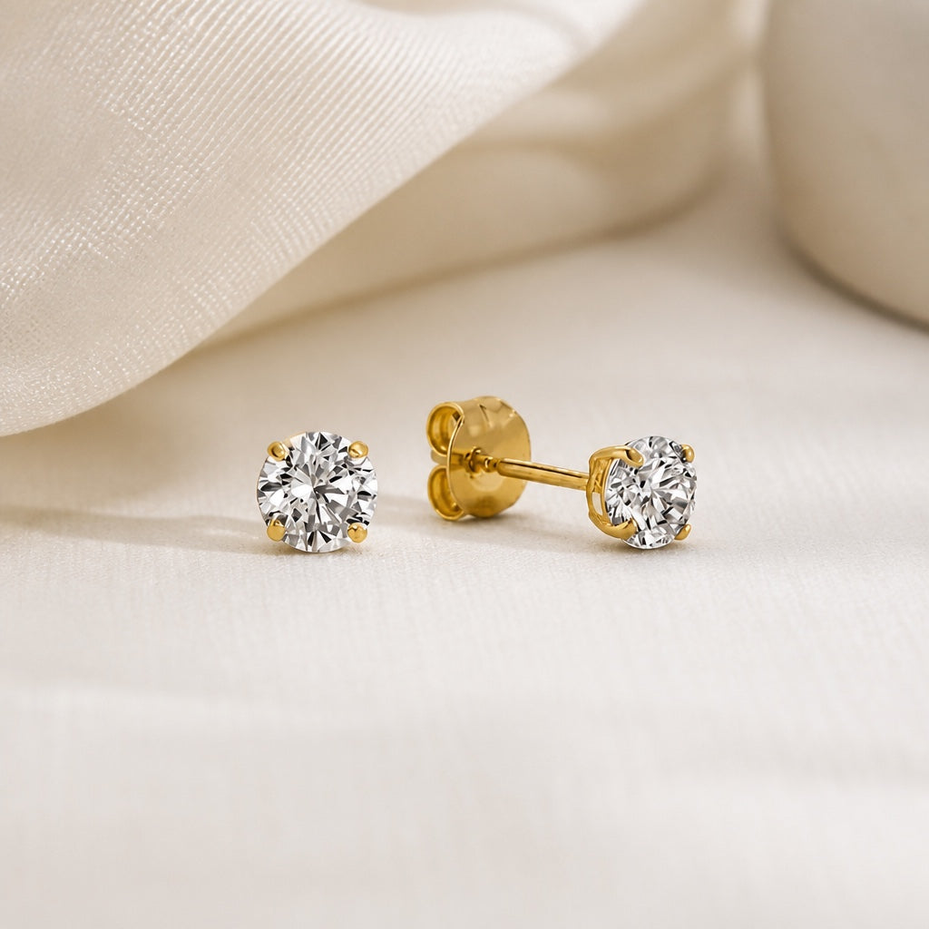 Larmes Stone Gold Stud Earrings