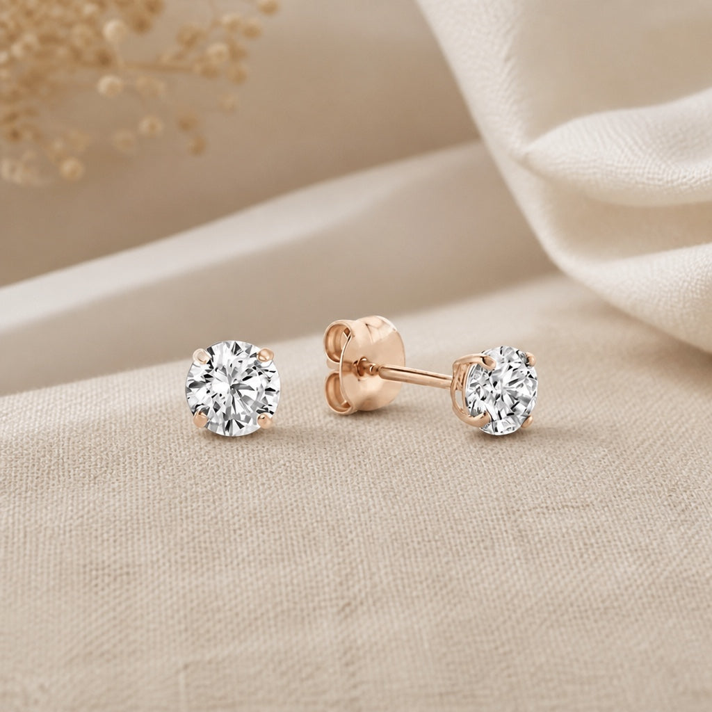 Larmes Stone White Gold Stud Earrings