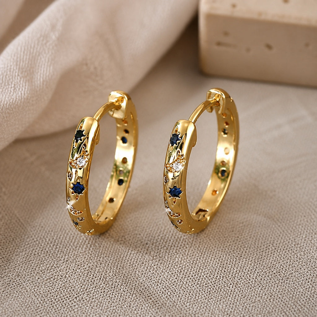 Vintage Gold Bright Hoop Earrings