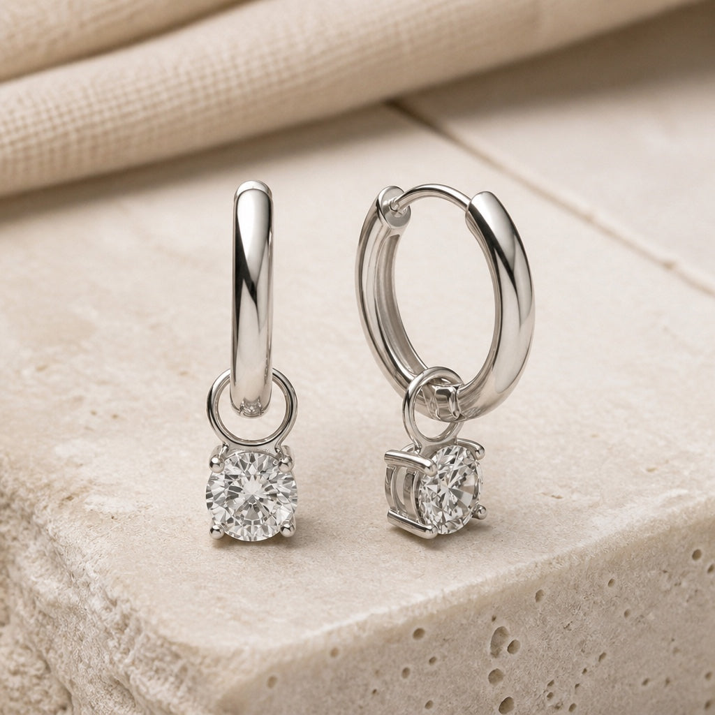 Larmes Gold Stone Hoop Earrings