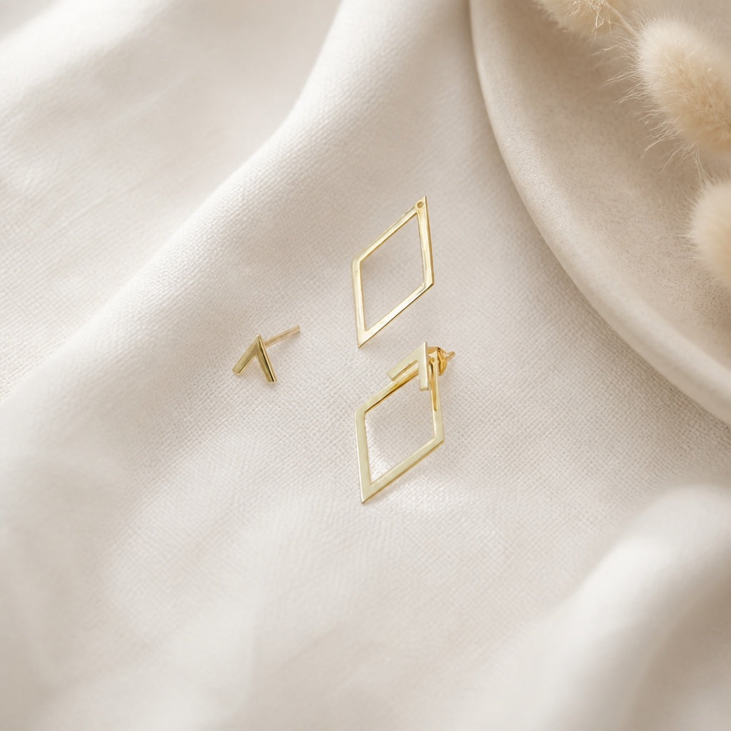 Vintage Geometric Golden Earrings