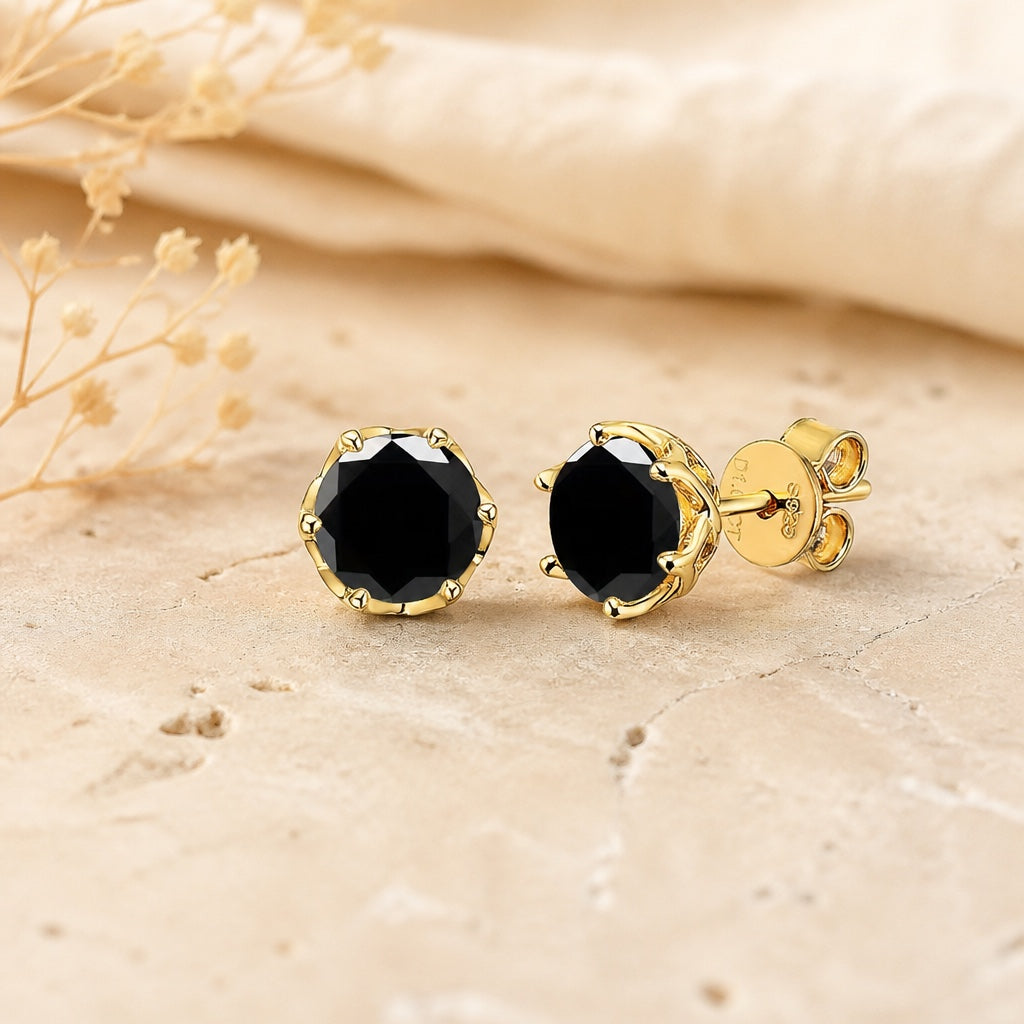 Moss Agate Rounded Stud Earrings