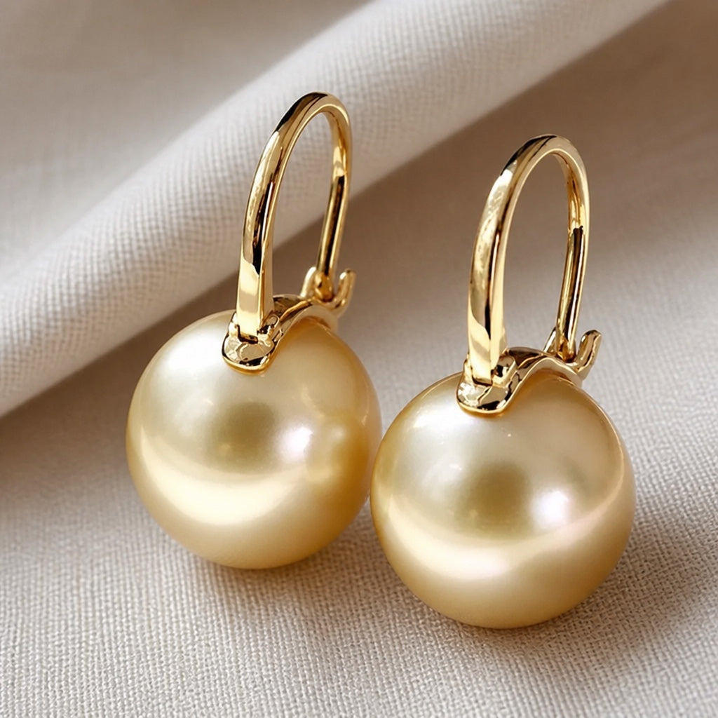 Radiant Golden Pearl Earrings