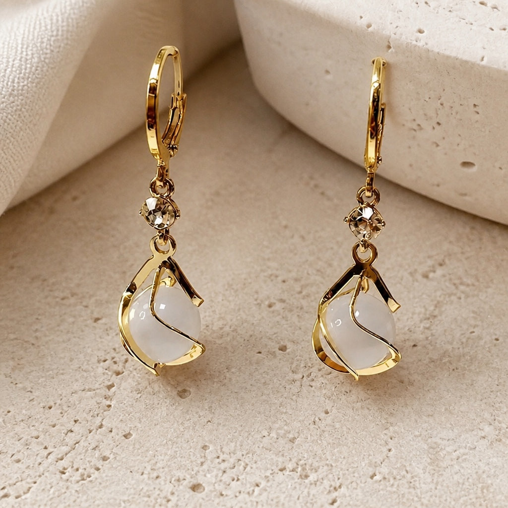 Opal Golden Dangling Earrings