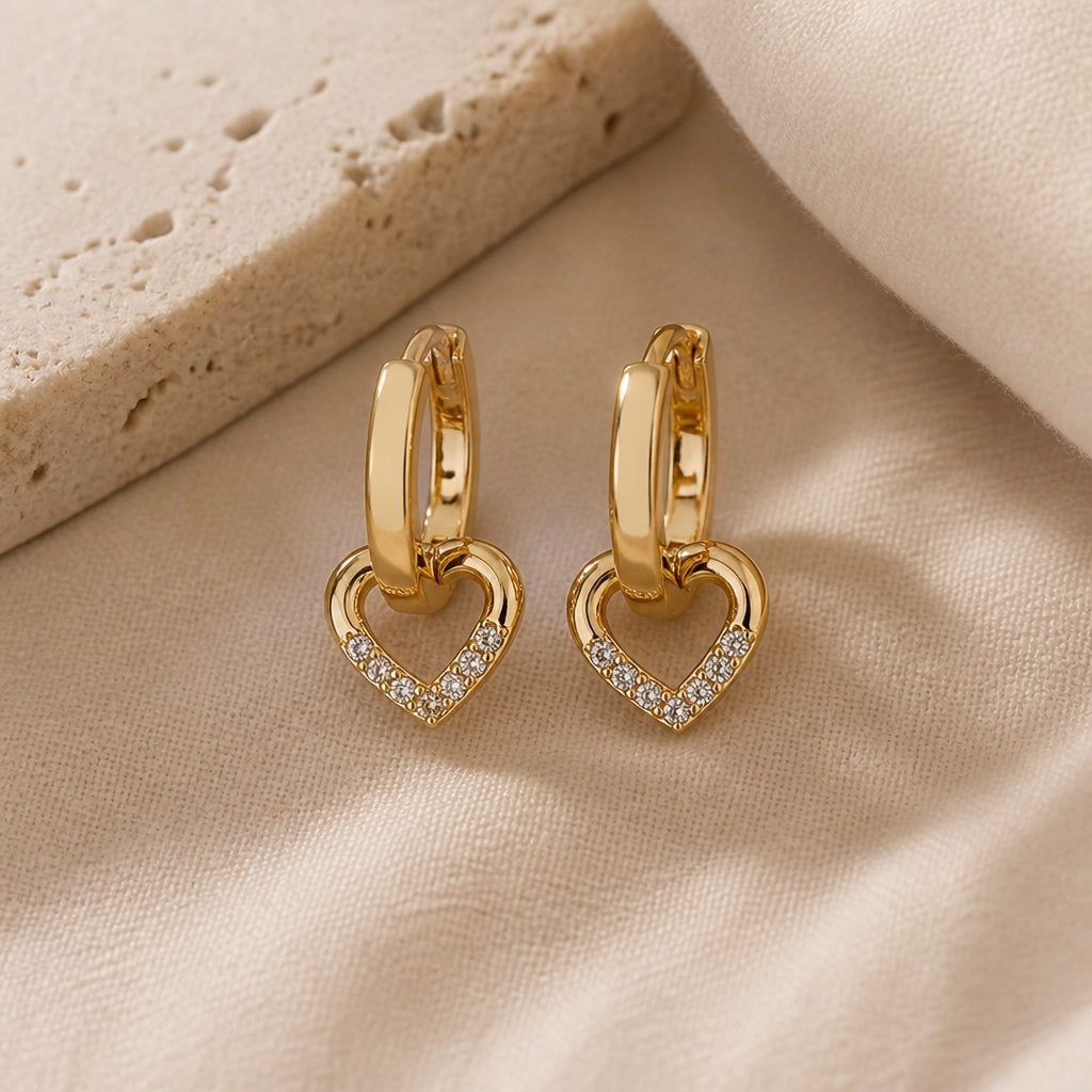 Bright Gold Heart Earrings