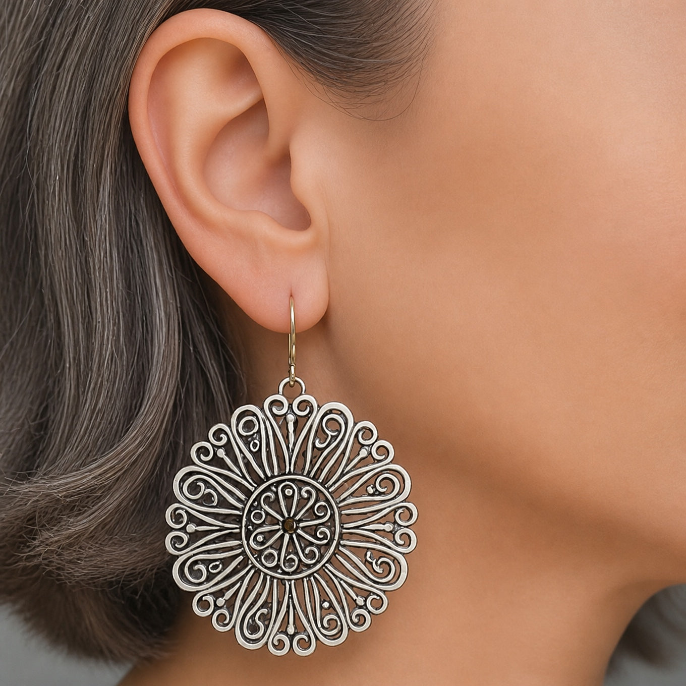 Vintage Mandala Rounded Earrings