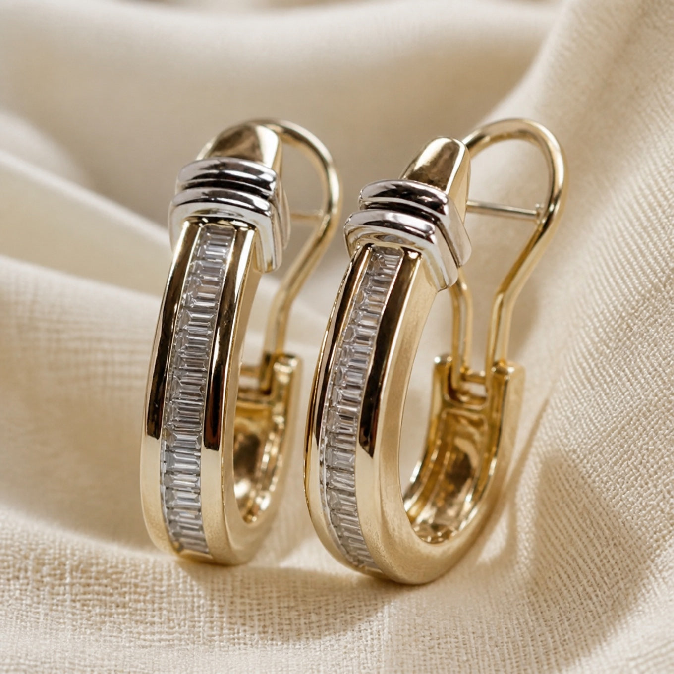 Vintage Inlaid Zirconia Earrings
