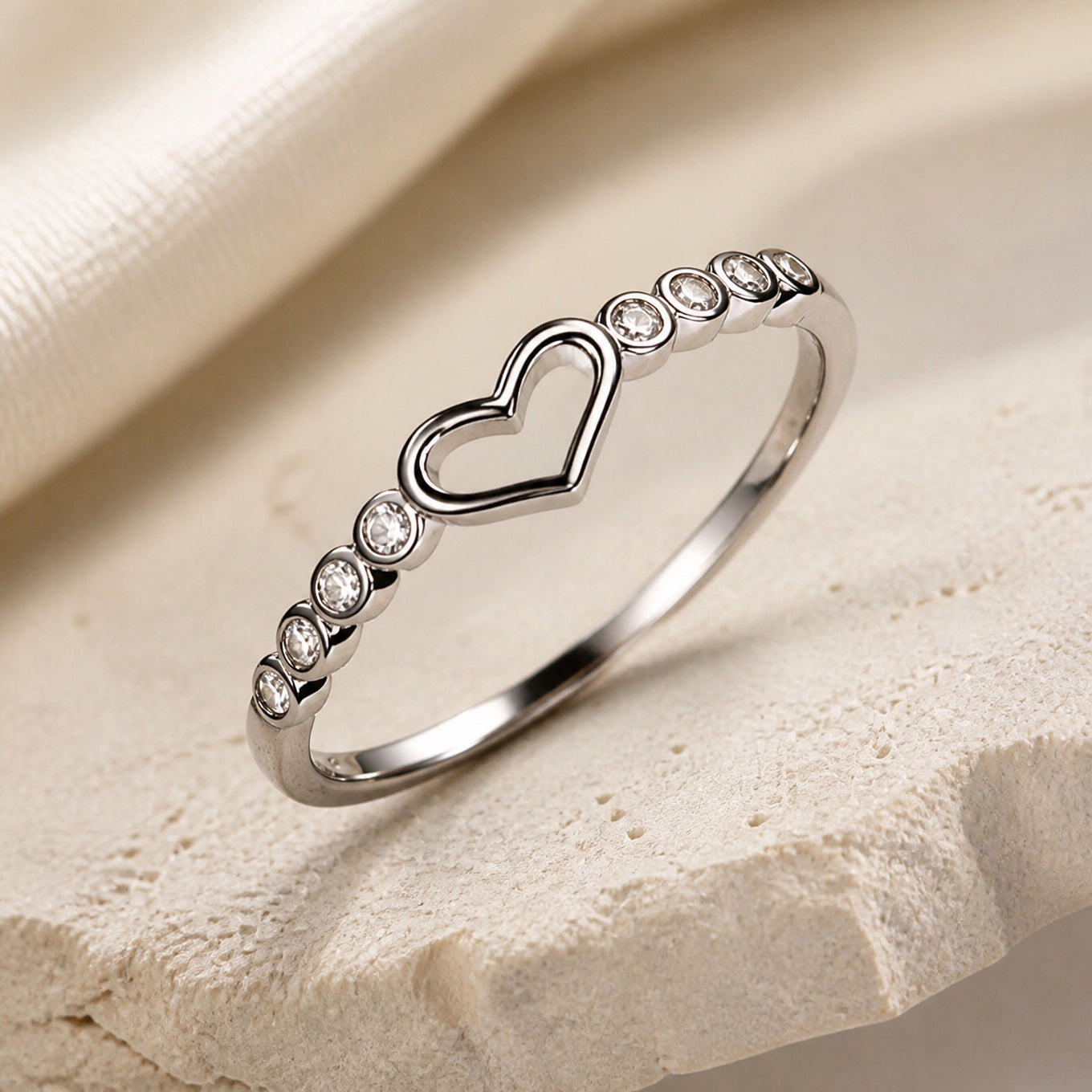 Open Heart Crystal Ring