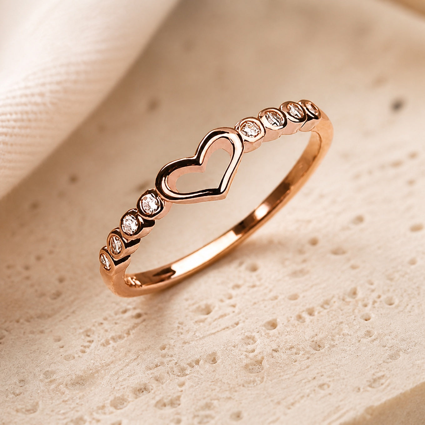 Open Heart Crystal Ring