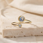 Radiant Labradorite Moonstone Open Ring