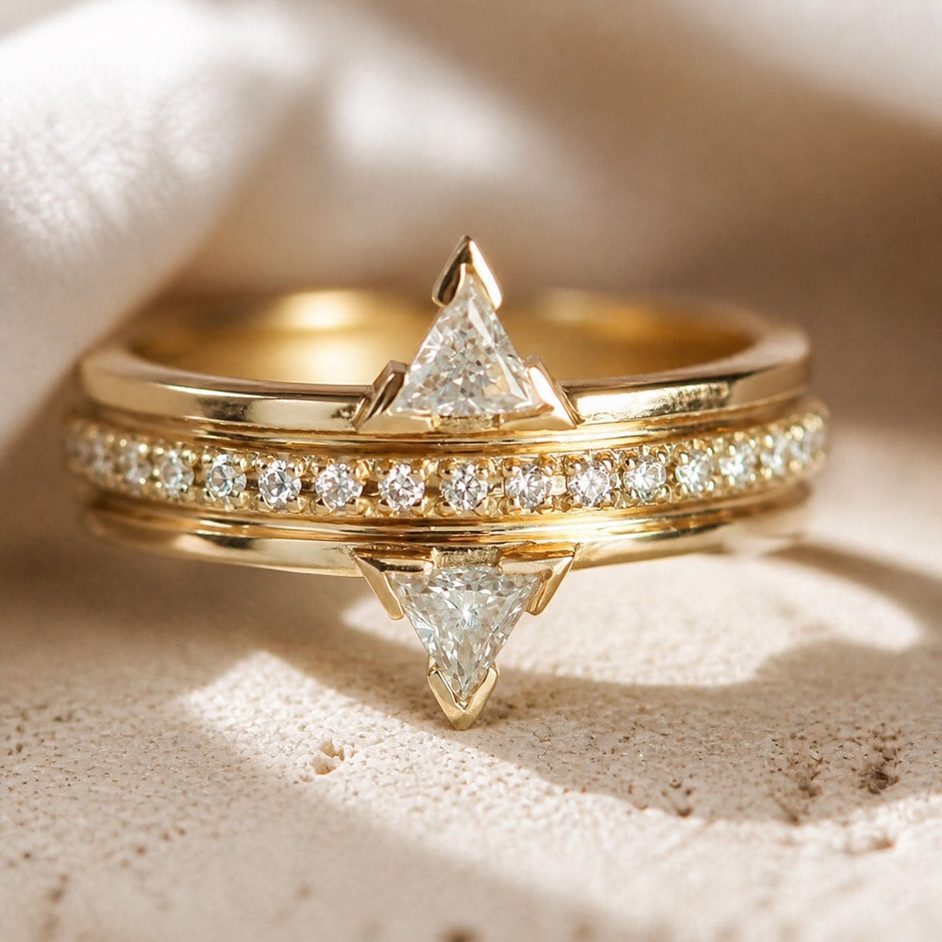 Triangle Zirconia Mosaic Ring