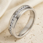 White Crystal Titanium Ring