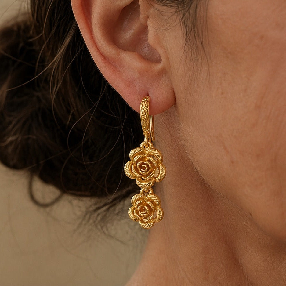 Golden Fleur Dangle Earrings