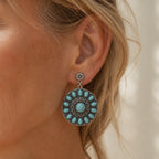 Turquoise Sunburst Medallion Earrings