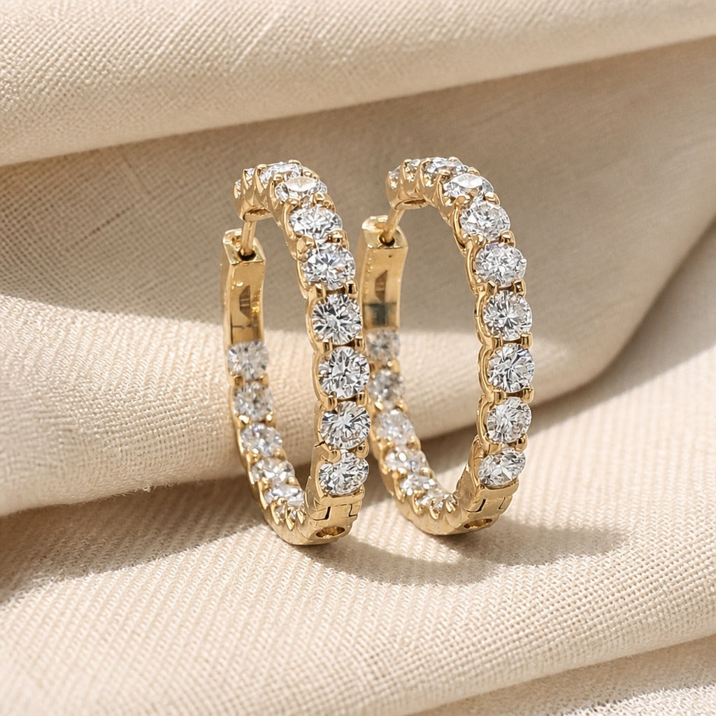 Polished Zirconia Hoop Earrings