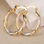 Vintage Round Hoop Gold Silver and Rose Gold Earrings