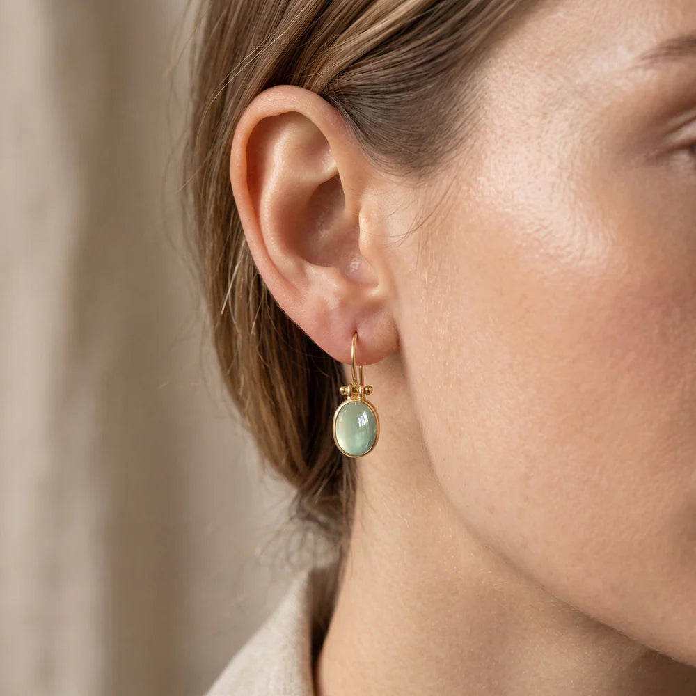 Timeless Green Moonstone Earrings