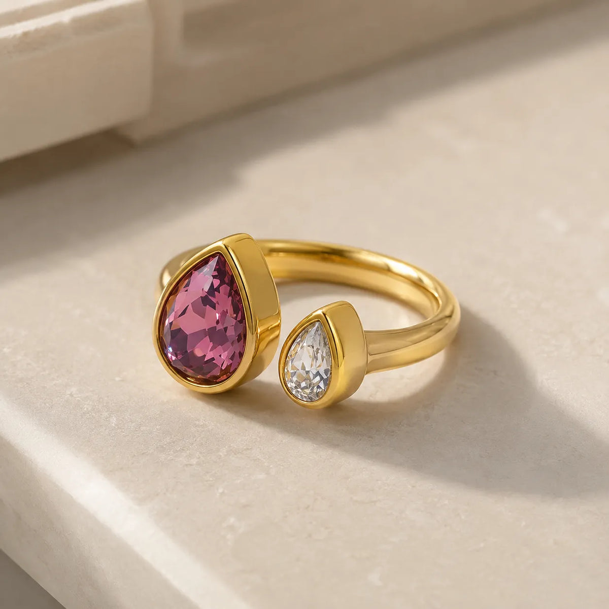 Double Marquise Bypass Adjustable Ring