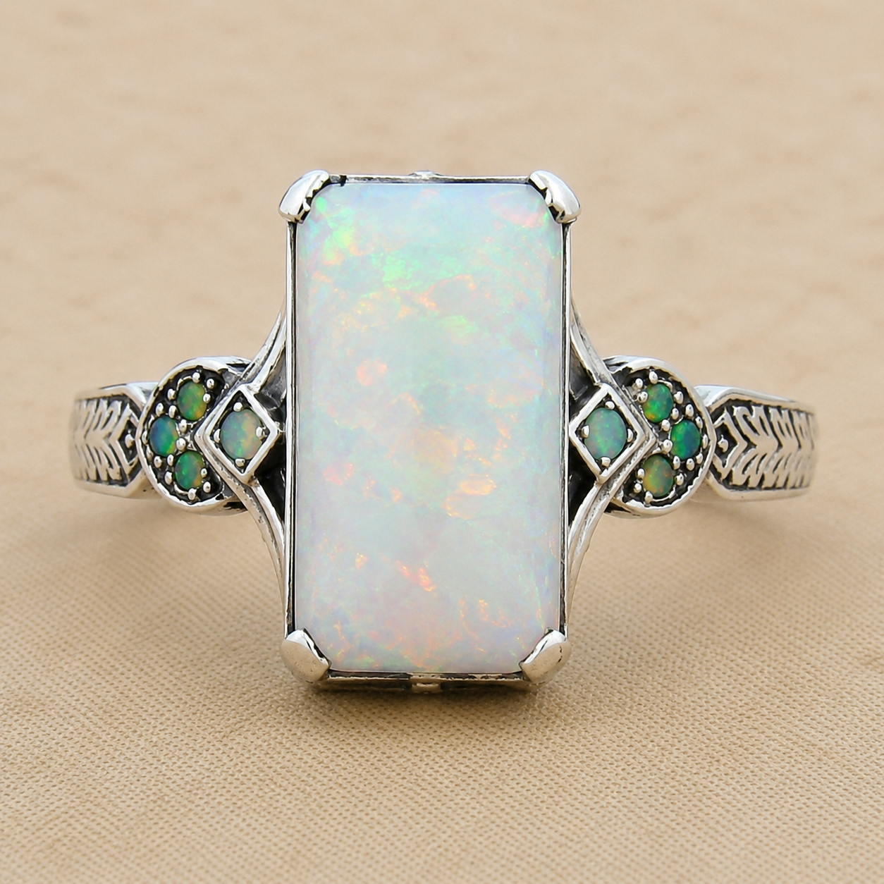 Antiqued Court Gem Ring