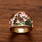 Exquisite Enamel Wide Flower Ring