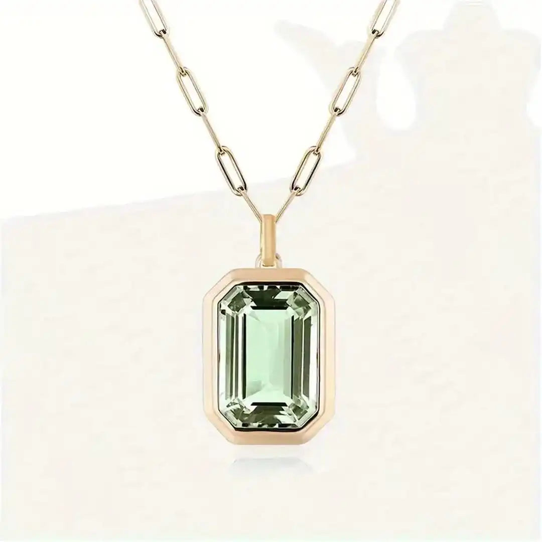 Emerald Paperclip Link Necklace