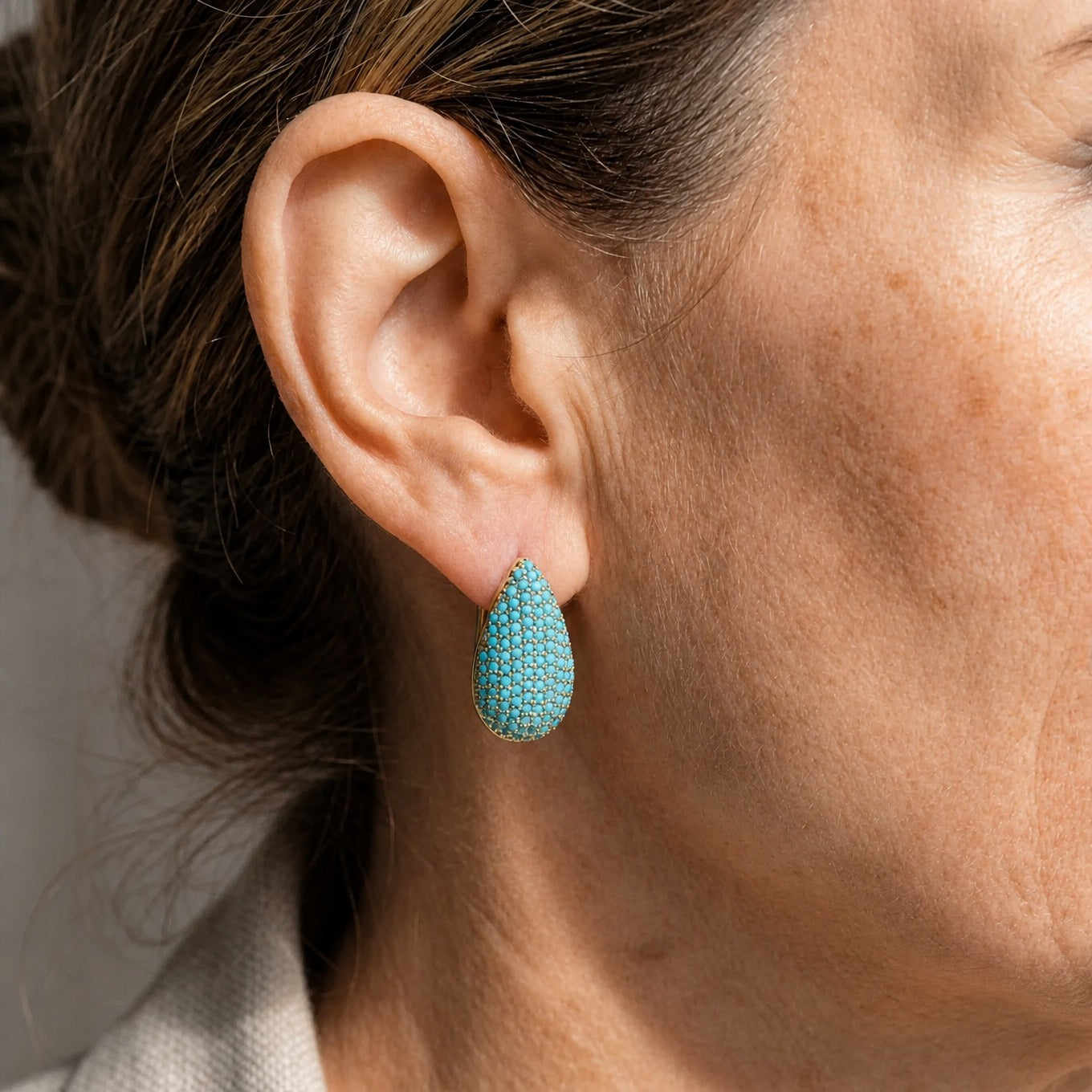 Turquoise Pavé Teardrop Earrings