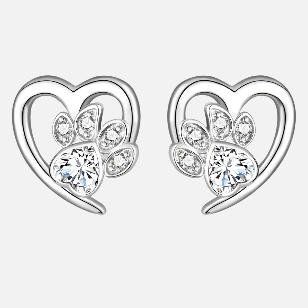 Elegant Paw Heart Earrings