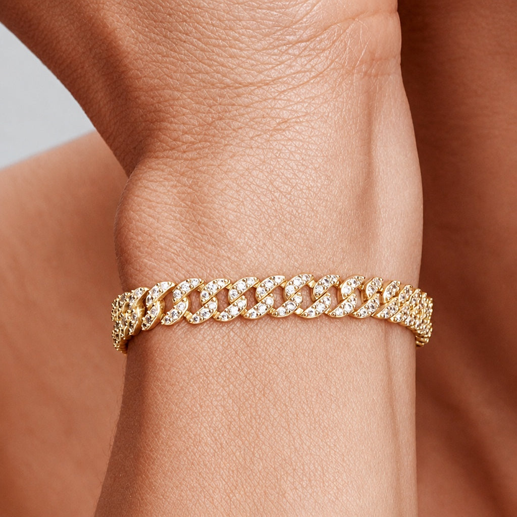 Pave Cuban White Gold Bracelet