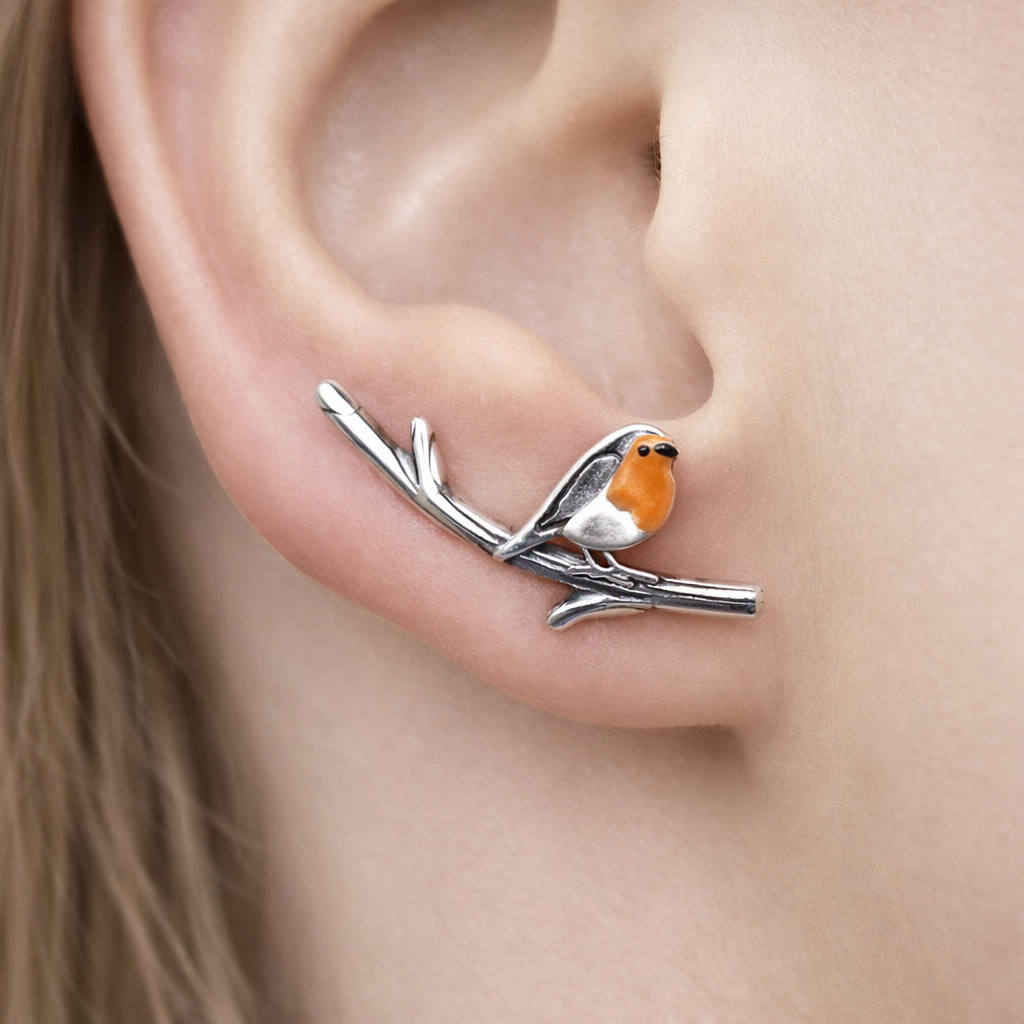 Vintage Birdie Silver Earrings