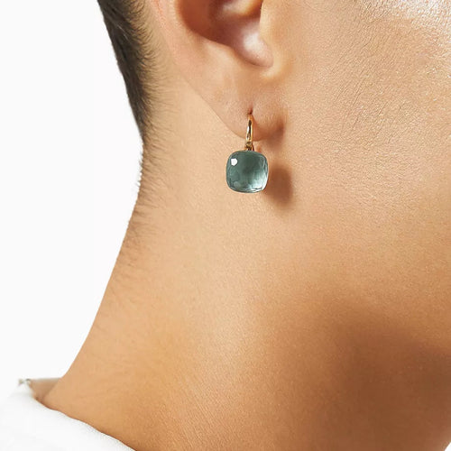 Classic Inlaid Square Topaz Earrings