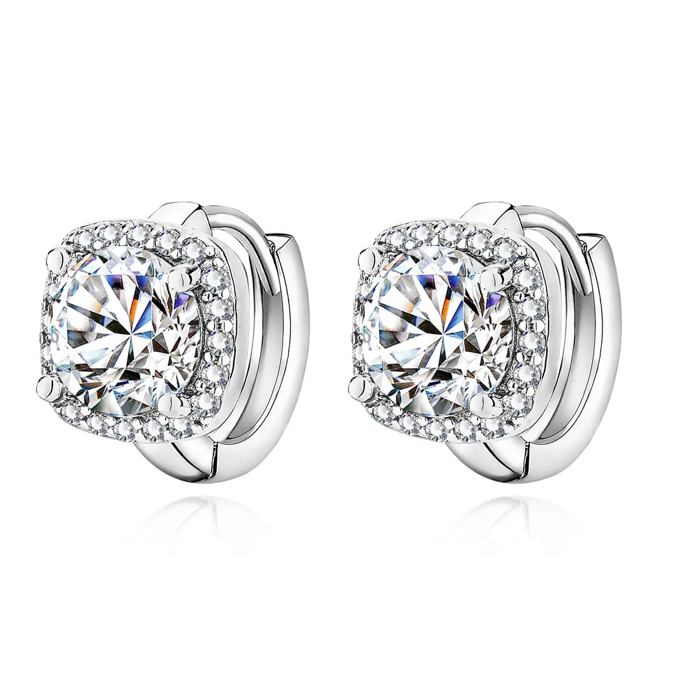Nadine White Gold Square Earrings