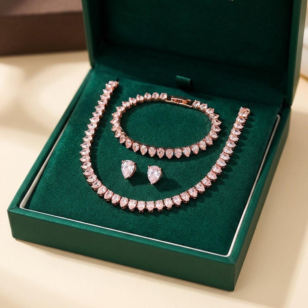 Gorgeous Clear Round Cubic Zirconia Full Set