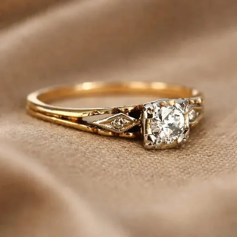 Crystal Cubic Zirconia Gold Ring