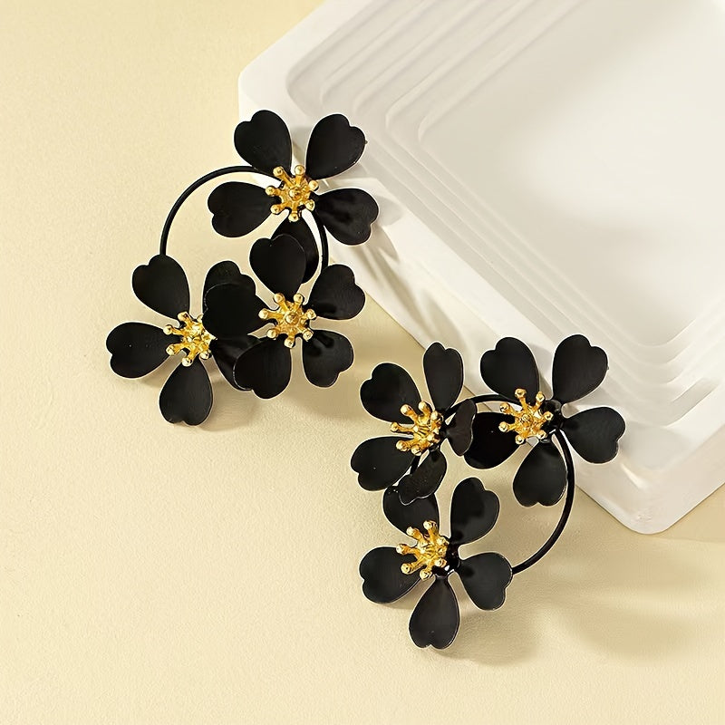 Timeless Black Flower Earrings
