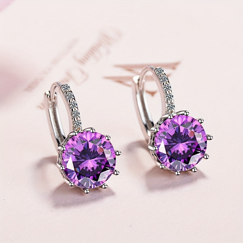 Exquisite Inlaid Geometric Zirconia Earrings