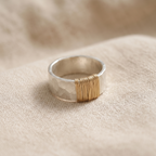 Timeless Gold Threaded Silver Ring