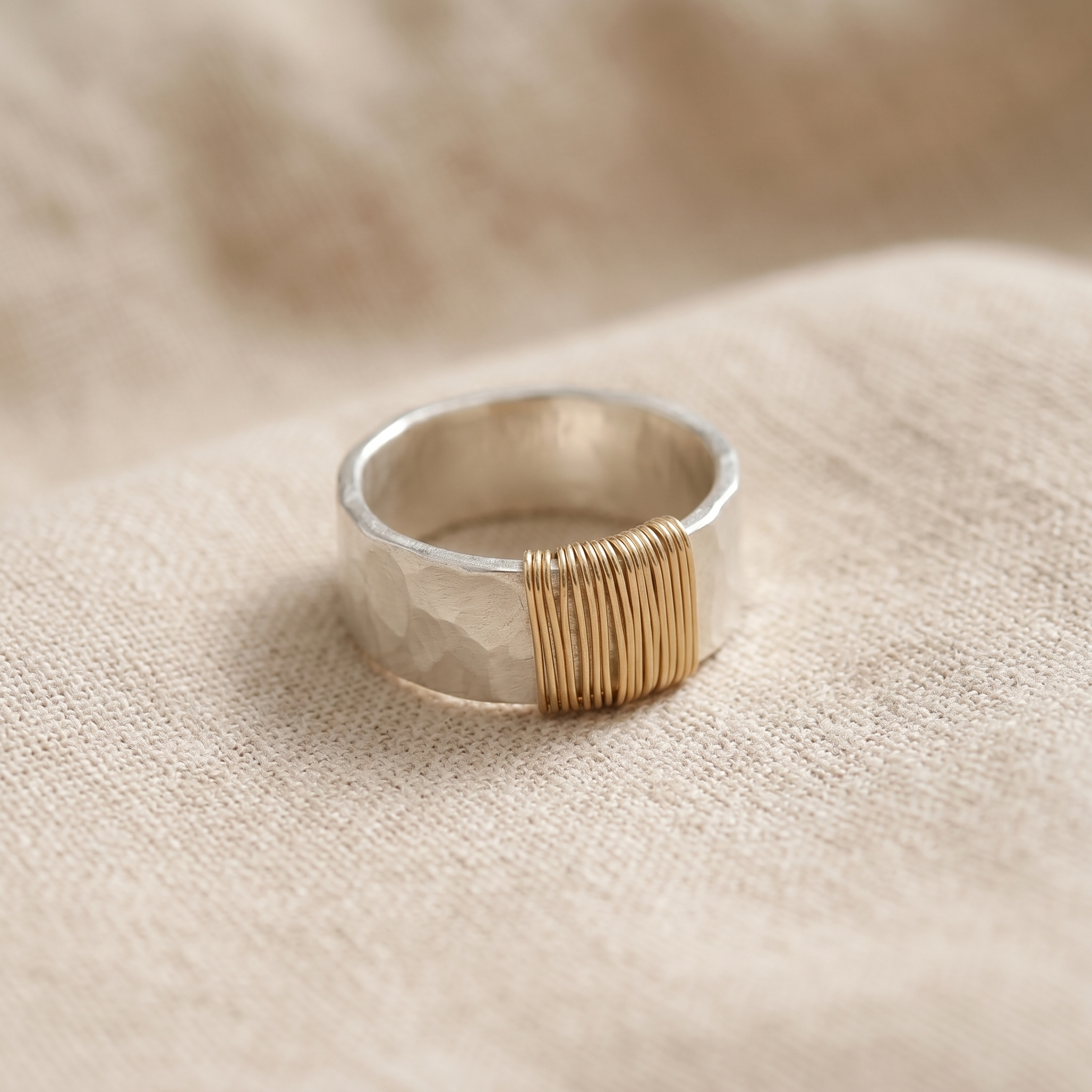 Timeless Gold Threaded Silver Ring
